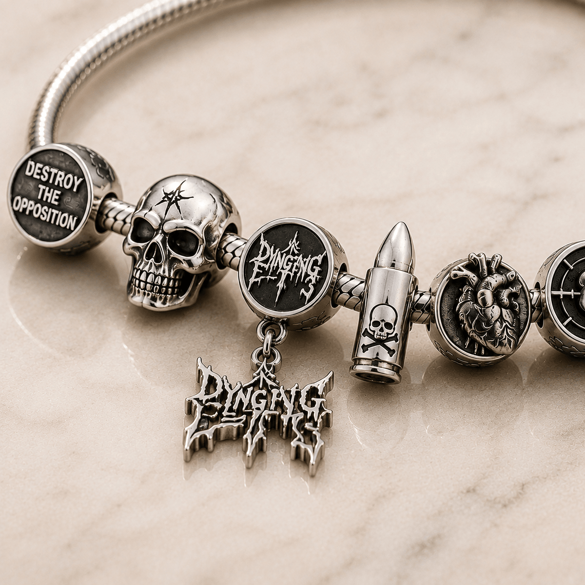 DFT Silver Charm Bracelet Set PTT
