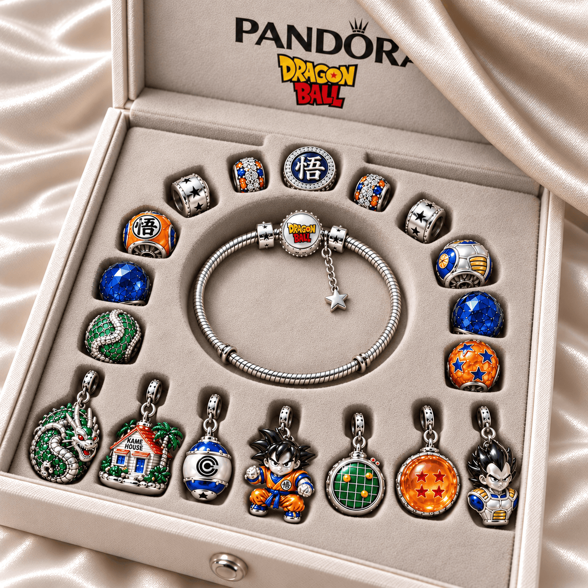 DRGB Silver Charm Bracelet Set NTTB