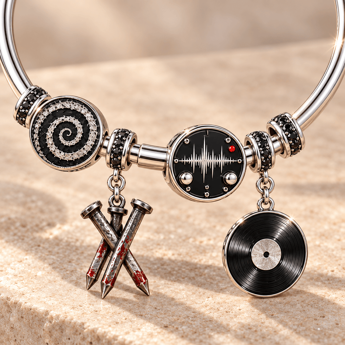 NIN Silver Charm Bracelet Set TMH