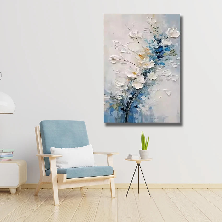 Palette Knife Classical Flowers Oil Painting Wall Decorative Item No Frame Textured Acrylic Canvas Wall Art Entrance Decor