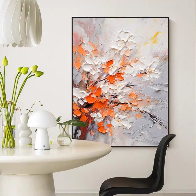 Hand Painted Purple Flower Painting Oil Painting Handmade Knife Flower Canvas Painting Modern Artist Home Decoration Wall Art