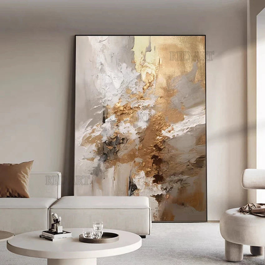 Golden Color OIl Paintings Hand-painted Abstract Pictures Paintings On Canvas Large Bedroom Home Decoration Wall Art Unframed