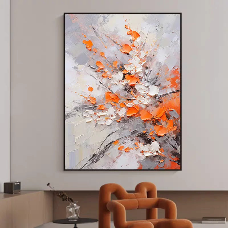Hand Painted Purple Flower Painting Oil Painting Handmade Knife Flower Canvas Painting Modern Artist Home Decoration Wall Art