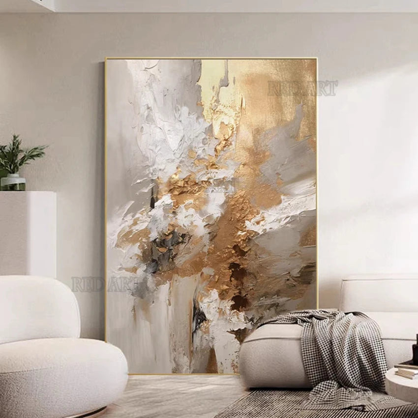 Golden Color OIl Paintings Hand-painted Abstract Pictures Paintings On Canvas Large Bedroom Home Decoration Wall Art Unframed